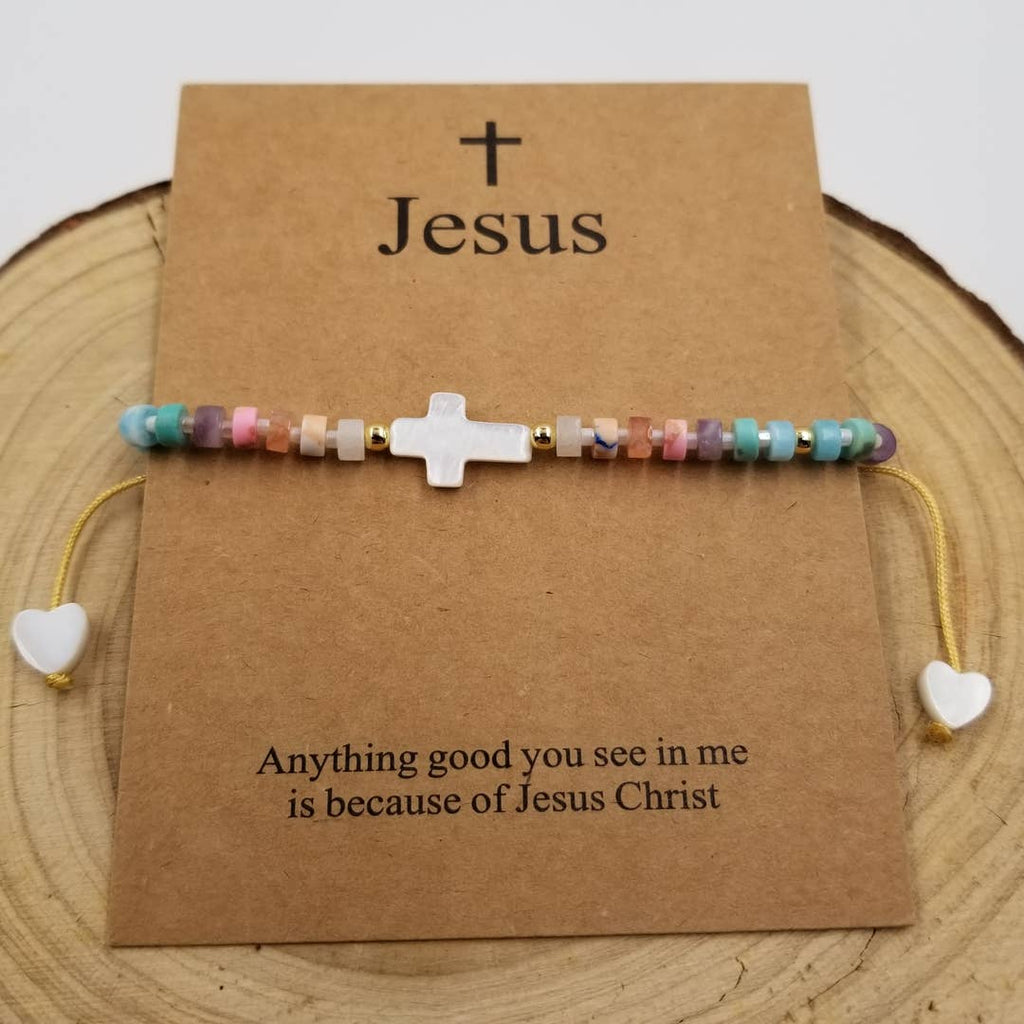 Natural Stone Turquoise Cross Chakra Bracelet
