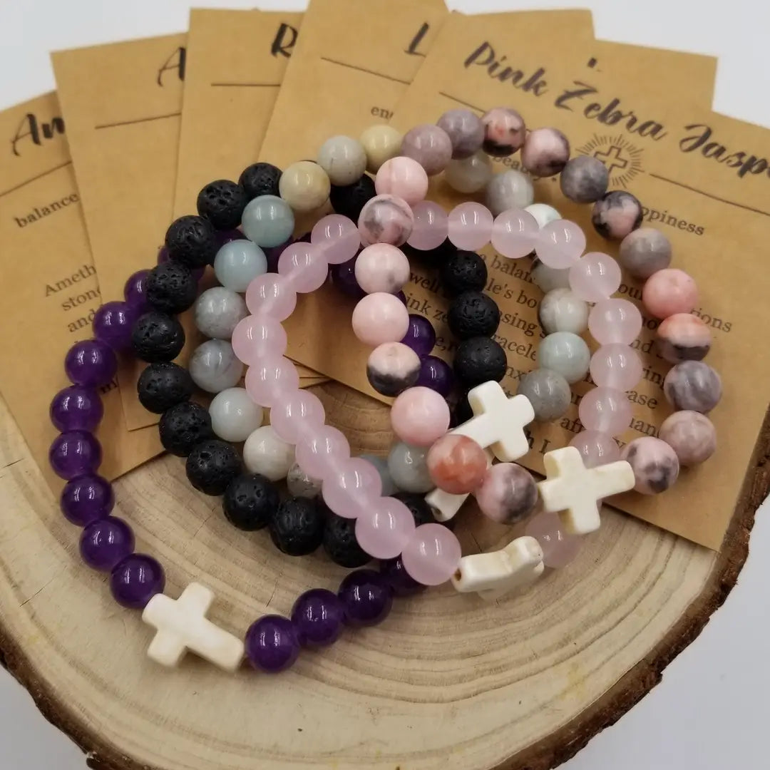 Natural Stone Turquoise Cross Chakra Bracelet